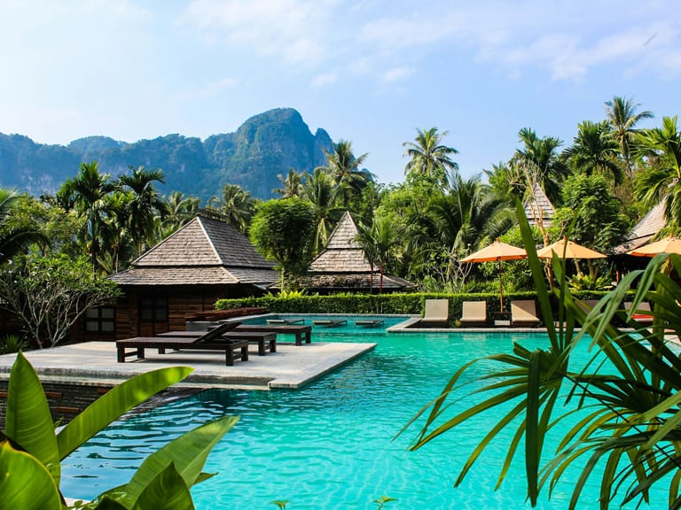 Thailand skyline with Grand Palace at dusk